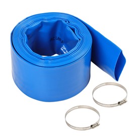 LiGuVCY 3" x 25FT Heavy Duty Pools Backwash Hose, Heavy Duty PVC Water Lay Flat Discharge Hose, Perfect Quality Drain Hose with Two Hose Collets Blue