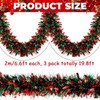 Christmas Garland Decorations, 3 Pack 2Meter Red and Green Holiday