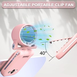 SYBOYEGE High-Speed Portable Handheld Fan with 100 Speed Adjustable, 270° Rotation, Smart Sisplay, Clip/Neck/Hang Multipurpose Small Desk Fan,Fast Cooling Travel Fan (Pink)