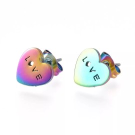 Unbranded Stainless Steel Stud Earrings Earring Backs Heart Love Valentine's Day A168
