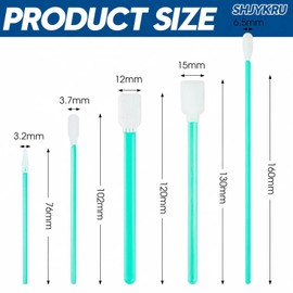 Cleaning Swab Sticks Kit (5 Types, 100 Pack) Multi-Purpose Cleanroom Sponge Stick for Inkjet Printer, Optics Lens,Camera,Arts and Crafts,Automotive Detailing and Electronics(Green)