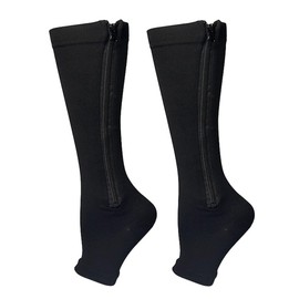 Cheeroyal - Paquete de 2 calcetines de compresión de talla grande con cierre, hasta la rodilla de 15 a 20 mmHg para mujeres y hombres, Negro -, 3X-Large-7X-Large