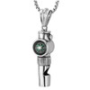 Compass Whistle Pendant Necklace for Men, Stainless Steel, 75 cm