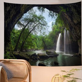 Llamazing Forest Tapestry Home Decor Landscape Tapestry Living Room Bedroom Decoration Tapestry Magic Tapestry Curtain XGXL (Waterfall, 90.5''L×70.8''W) XGXL