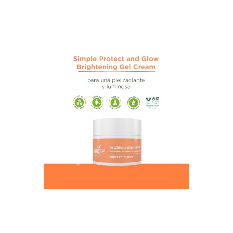 Simple Protect and Glow Brightening Gel Face Cream Hidratante Facial
