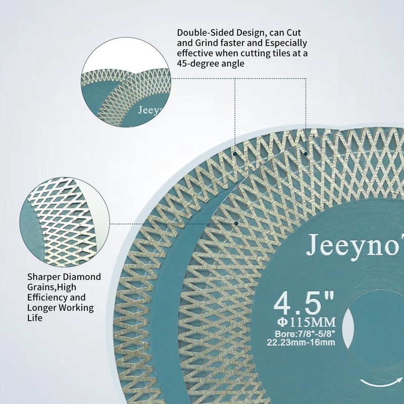 JeeynoTols Diamond Cutting Grinding Disc - 4.5"/115mm Dual Coated Tile