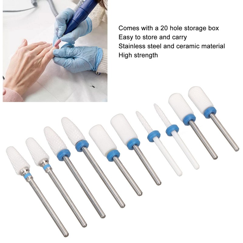 10 Piece Ceramic Nail Cutter Bit Set Manicure Drill Bits