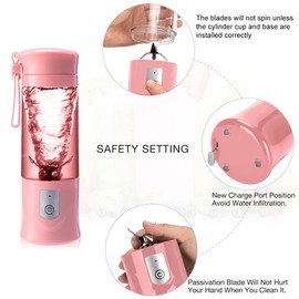 Portable Blender, Toycol Personal Size Blender for Shakes and Smoothies with 6 Ultra Sharp Blades,13.5Oz Mini Blender USB Rechargeable for Travel/Picnic/Office/Gym/Father's Day gift