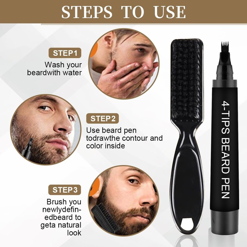Beard Filler Pen, Beard Filler Pen with Beard Brush, Effective