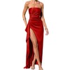 Memoriesea Women's Sexy Strapless Neck Ruched High Slit Cocktail Party