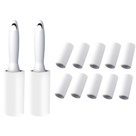 AIMALL Lint Roller with Refills Sticky Remover Pet Dog Hair Clothes Sofa Dust Cleaning, Includes 2 Handles & 10 Refills, PP Material, 7.87x1.89 in