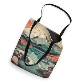 Lake With Snowy Peaks Vintage Landscape Graphic Tote Bag