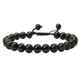 Amazing Gemstone Garnet in Arfvedsonite Bracelet, Gifts For Men & Women - Protection Healing Crystal Bracelet - 8mm Gemstone Beaded Adjustable Bracelet, Pulseras Para Hombres Mujer Stocking Stuffers