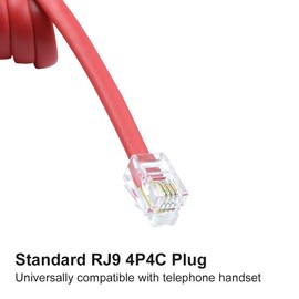 XANHAM Telephone Handset Cords Uncoiled 16.5 feet(Coiled 2 feet) with RJ9 4P4C Connectors Cable for Landline Phone, Red, 2 Pack, Universally Compatible, AV04906
