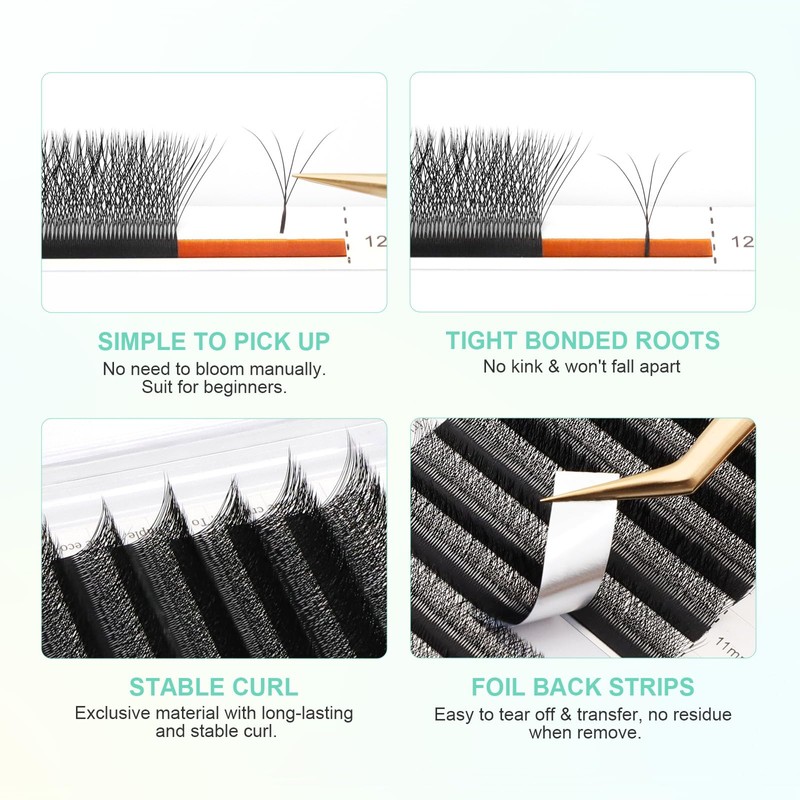 NAGARAKU 4D W Blister Extensión de pestañas Pre armadas Volumen