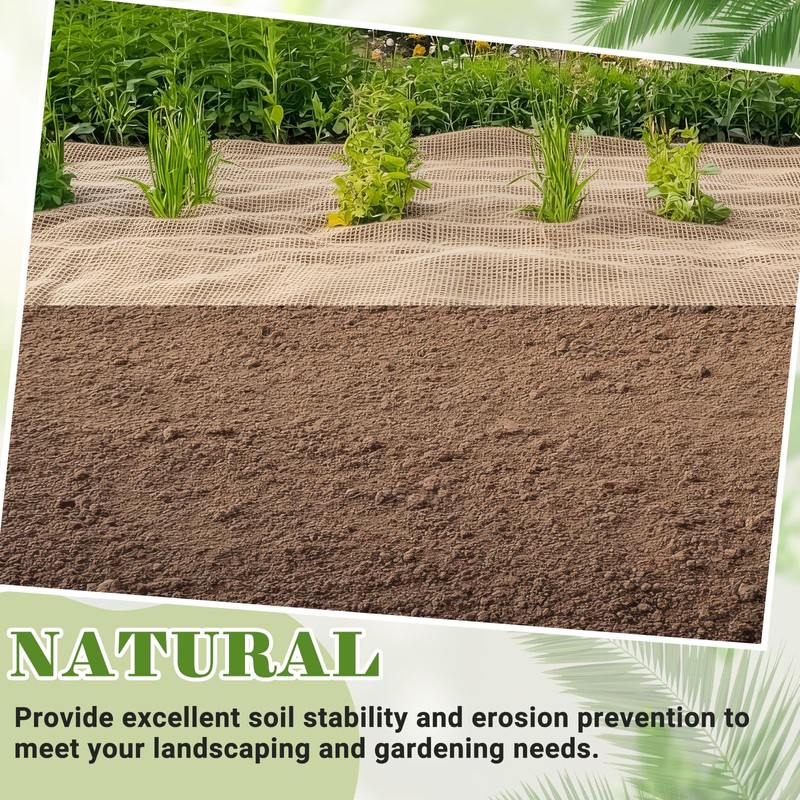 GliCraft 15 ft Long Jute Erosion Control Blanket, Soil Saver