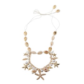 BEKECH Shell Choker Necklace Starfish Conch Beach Necklace Beach Theme Party Wedding Decor Mermaid Costume Jewelry Beach Jewelry for Women (white)