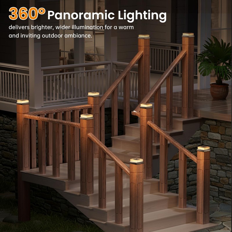 APONUO Solar Post Cap Lights, 12-Pack IP65 Waterproof for 4x4
