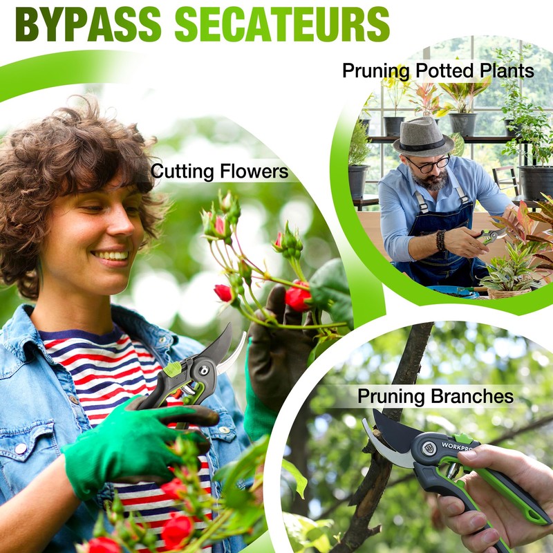 WORKPRO 2-Piece Secateurs & Pruning Scissors | Heavy Duty 210mm