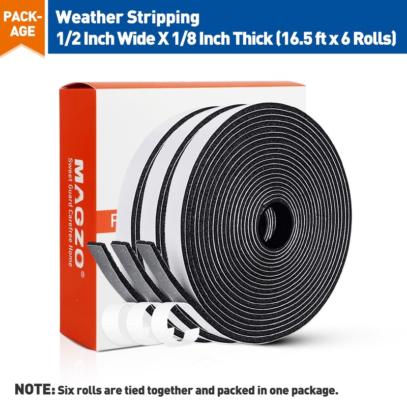 MAGZO Weather Stripping Door Seal, 1/2 in W X 1/8