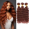 QEUOPE Reddish Brown Deep Curly Wet and Wavy Bundles Color