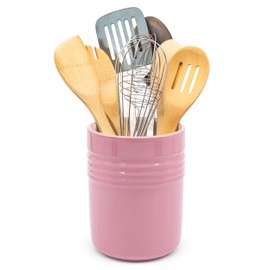 KooK Utensil Holder, Counter Holder for Kitchen, Ceramic, Premium Dining, Organizer, Countertop Decor, 5.3”, Dishwasher Safe (Lavender)