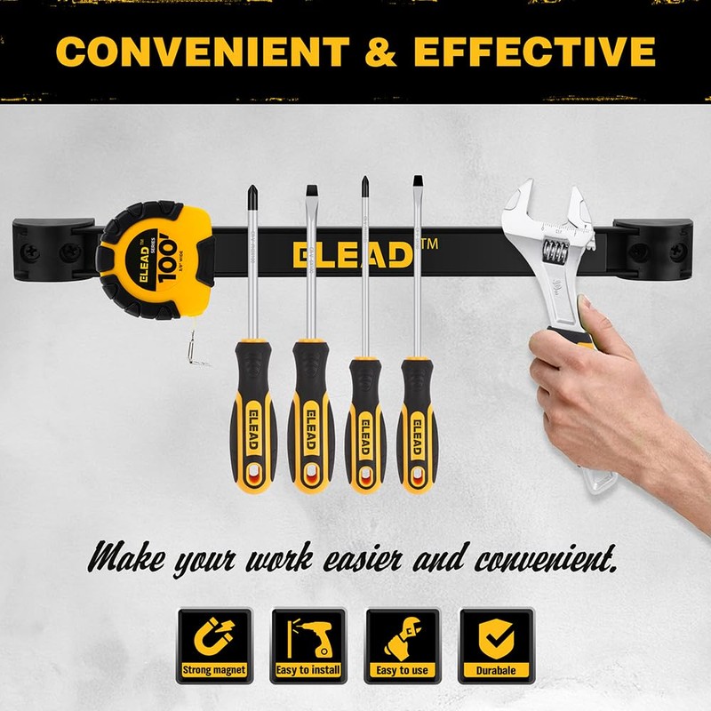 Magnetic Storage Organizer Tool Holder - 6-Piece Wall Mount Rack
