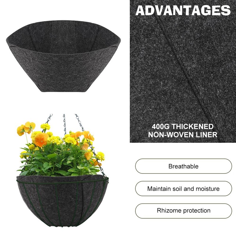 WALLFID 2PCS Hanging Basket Liners 14 Inch,Felt Basket Liner,Garden Basket