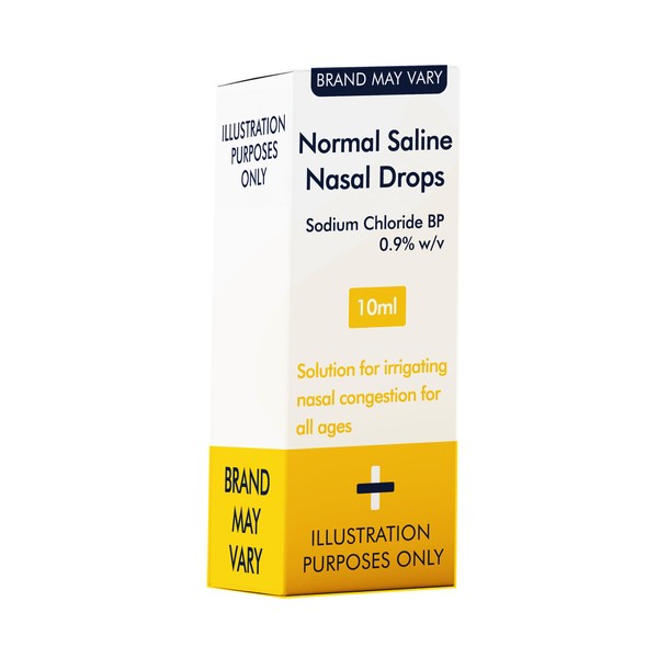 Normal Saline Nasal Drops, 10ml, Sodium Chloride BP 0.9% w/v