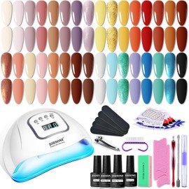 JODSONE Same Color Same Bottle 32 Colors Gel Nail Polish with U V Light Soak Off Glitter Base Top Matte Coat Manicure Salon Home DIY