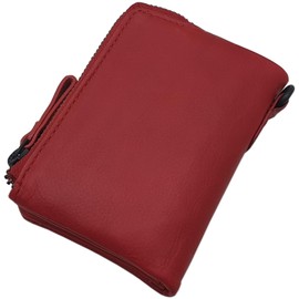 Cowhide Leather Wallet with Horse Motif and RFID & NFC Protection, cherry red, Modern