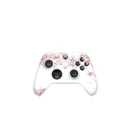 ZOOMHITSKINS Glitter Controller Skin Compatible with X1 Series S and X1 Series X, Vinyl Sticker Technology, White Pink Sakura Japan Cherry Blossom Flowers, Precisely Cut, Glitter Overlaminate