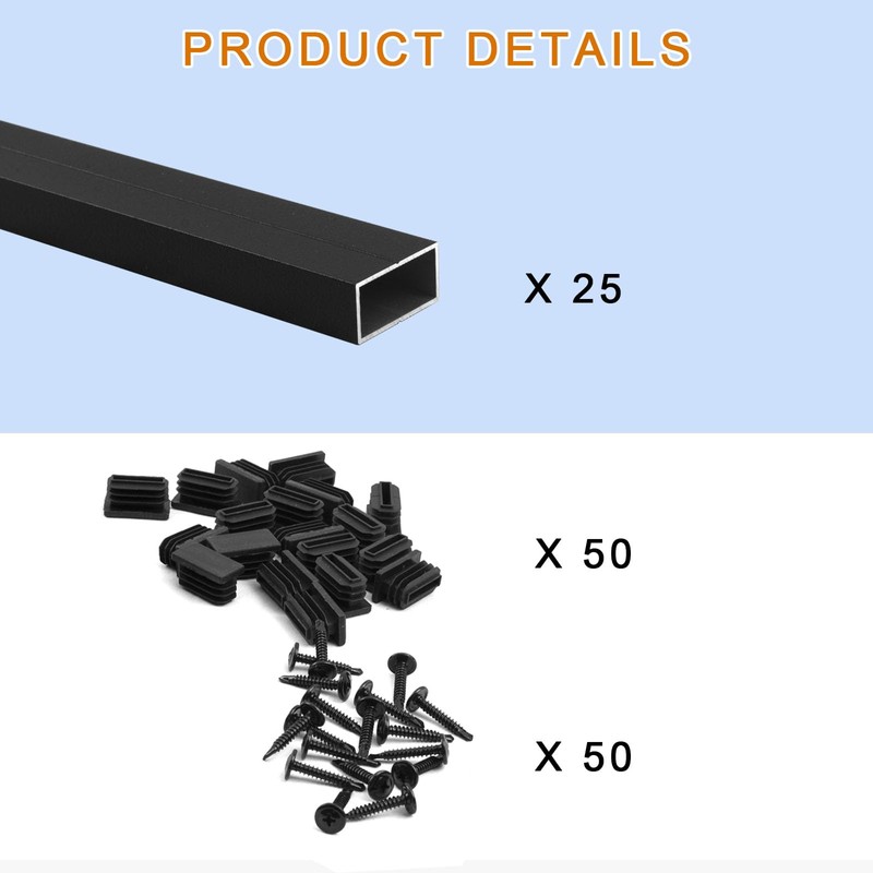 25 Pack 36" Black Hollow Rectangle Aluminum Deck Balusters with