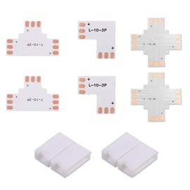 LED Strip Connector, I Shape LED Strip Connector, 3-Pin 10 mm Solderless LED Adapter, LED Strip Connector, LED Strip Corner Connector, LED Light Strip Connector, T/L/X Shape, for Gapless Solderless, 8