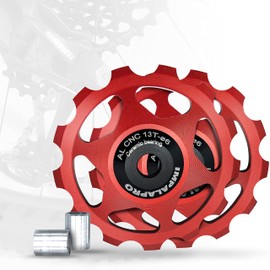 Impalapro Bike Set of 2 13T Jockey Wheel - Pulley Wheel for Derailleurs for Bikes Ultralight and Durable with Ceramic Bearing for MTB or Road Bike - Derailleur Pulley - Shimano Derailleur (Red)