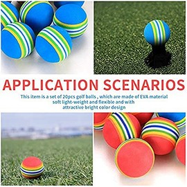 CeaHoify 20 Pcs Soft Foam Golf Balls for Practice - Rainbow Sponge Balls for Indoor Outdoor Garden Use