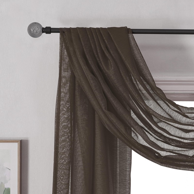 DONREN Chocolate Brown Window Scarf for Outdoor Decoration - Add