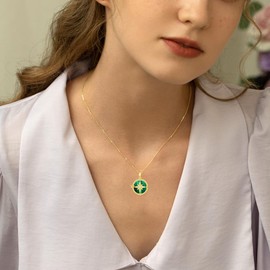 AHTAMOS Compass Necklace 925 Sterling Silver Compass Pendant Necklace for Women Malachite Jewelry, Sterling Silver, Cubic Zirconia, Yellow Gold
