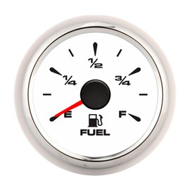 2in 190ohm Fuel Level Gauges Digital Display 8 Colors Backlight for 12V/24V Motorcycle Car YachtWhite Dial Silver Frame