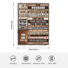 for Husband, Husband Birthday Gift, Husband Blanket 60''x80'', Blanket for Husband Gifts from Wife Soft Cozy Flannel Throw Blanket for Husband