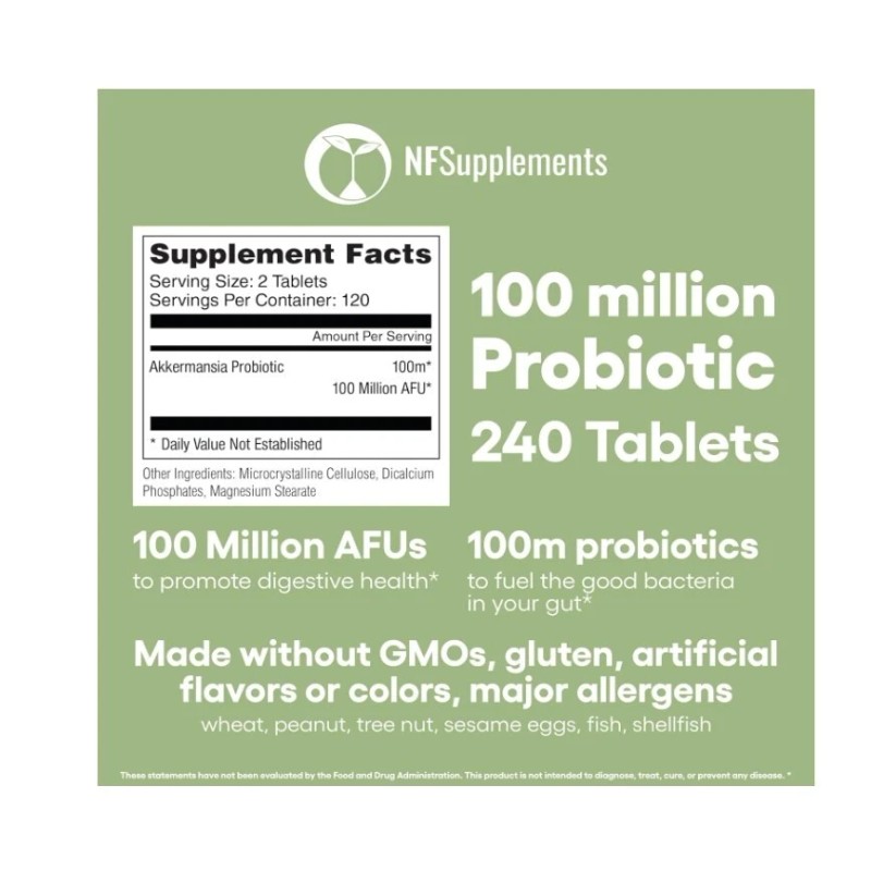 Natural Foundation Supplements Akkermansia Muciniphila 2 PACK, Probiotic, 240 Tablets,