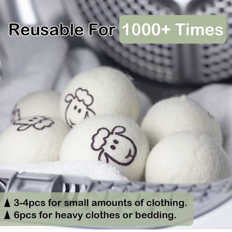 Wool Dryer Balls 6 PCS Dryer Balls Laundry Reusable 100%
