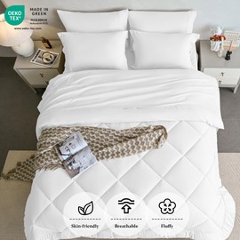 Newspin King Comforter Set White - Bed in a Bag King Size 8 Pieces, All Season Bed Set, Fluffy Comforter Set with Sheets, Sheet Set Quilt Blanket, Pillowcases & Shams & Bed Skirt