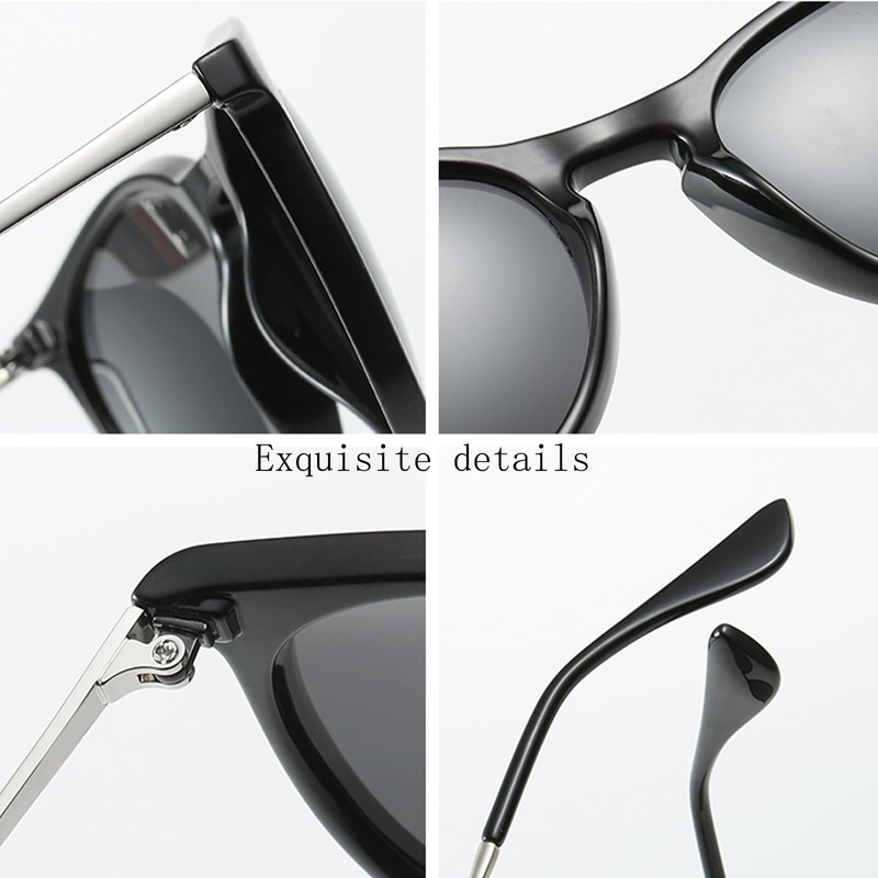 YUELUQU Polarised Retro Round Sunglasses Women Men UV400 Protection Ultralight