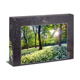 Ulmer Puzzleschmiede - Puzzle "Spring Sun" - Classic 1000 Piece Natural Puzzle Made in Germany - The Warm Sun Rays Liven Up The Forest in Spring, Flowers Bloom, The Landscape Awakens