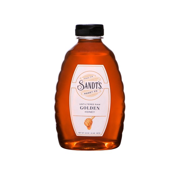 Sandt's Golden Honey, Unfiltered Raw Honey, Non-GMO Genuine, Pure Honey (2 lbs)