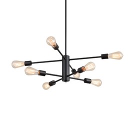 AMZASA Black Modern Sputnik Chandeliers, 8 Light Farmhouse Mid Century Pendant Light for Dining Room Living Room Kitchen Island Entryway Foyer UL Listed