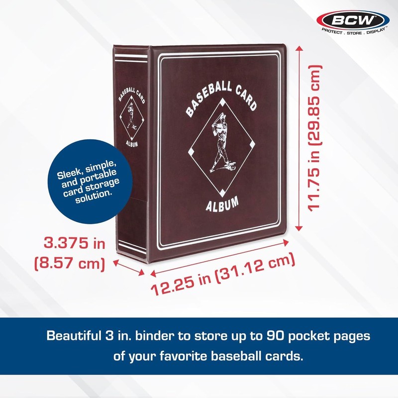 BCW Supplies 3" Baseball Album - Burgundy | Durable Binder