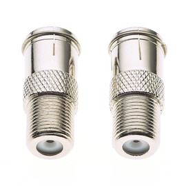 Keple F-type female to TV coaxial socket - nickel plated zinc body, female plug jack adapter barrel, converter for satellite FM coaxial cable antenna - pack of 2