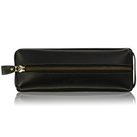 Sapporo Leather Workshop Desk Pen Case, Wide, Made in Japan, Cowhide Leather, Oiled Leather, Black